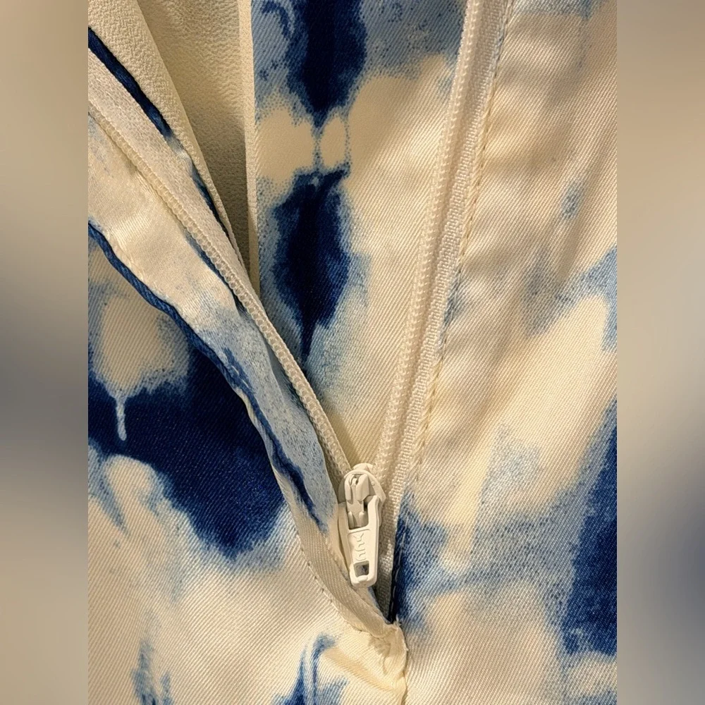 House of Harlow 1960 Tie Dye Wide Leg Satin Flowy Pants Trousers Blue and White - Picture 6 of 11